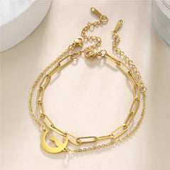 Crescent Moon Cute Cat Bracelets on Hand for Women Stainless Steel Charm Bracelets - PeticaDeals