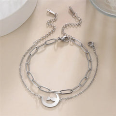 Crescent Moon Cute Cat Bracelets on Hand for Women Stainless Steel Charm Bracelets - PeticaDeals