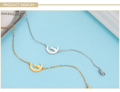 Crescent Moon Cute Cat Bracelets on Hand for Women Stainless Steel Charm Bracelets - PeticaDeals