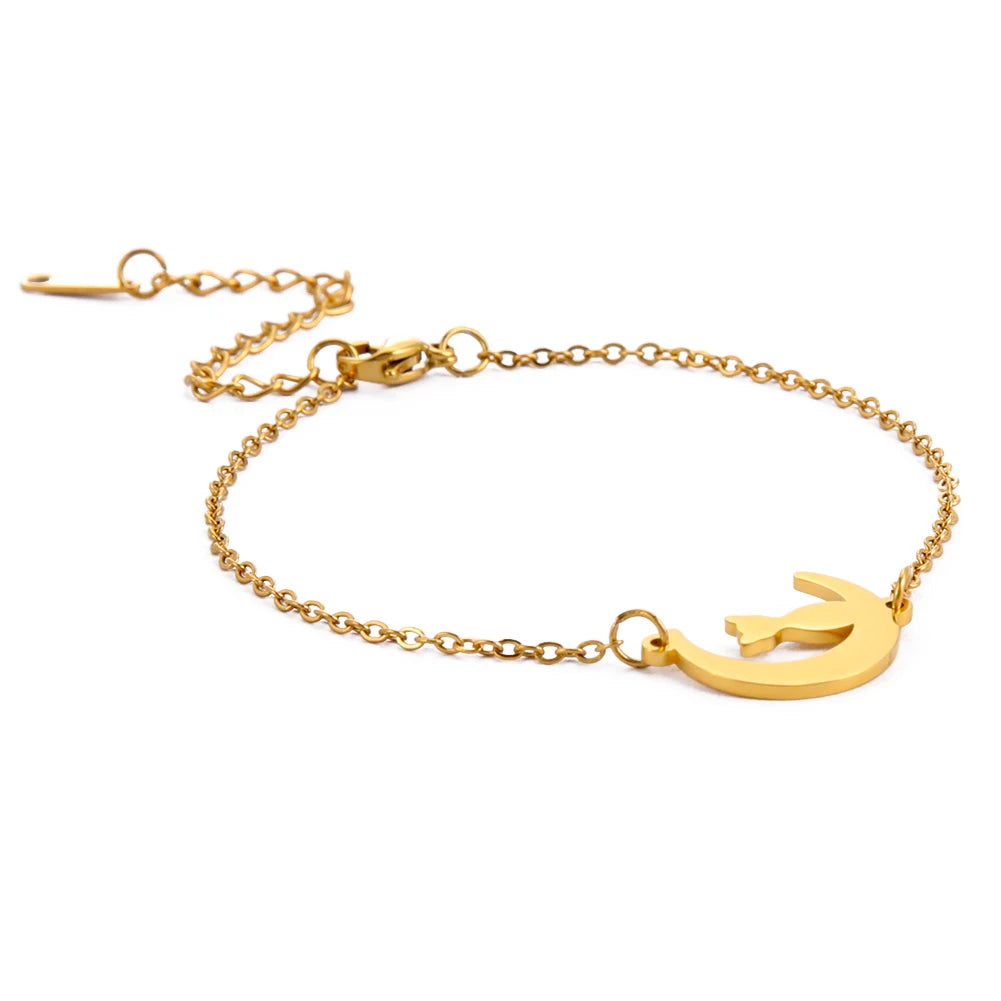 Crescent Moon Cute Cat Bracelets on Hand for Women Stainless Steel Charm Bracelets - PeticaDeals