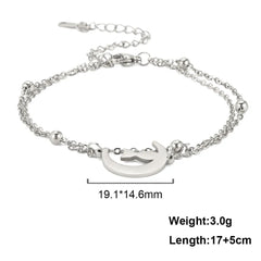 Crescent Moon Cute Cat Bracelets on Hand for Women Stainless Steel Charm Bracelets - PeticaDeals