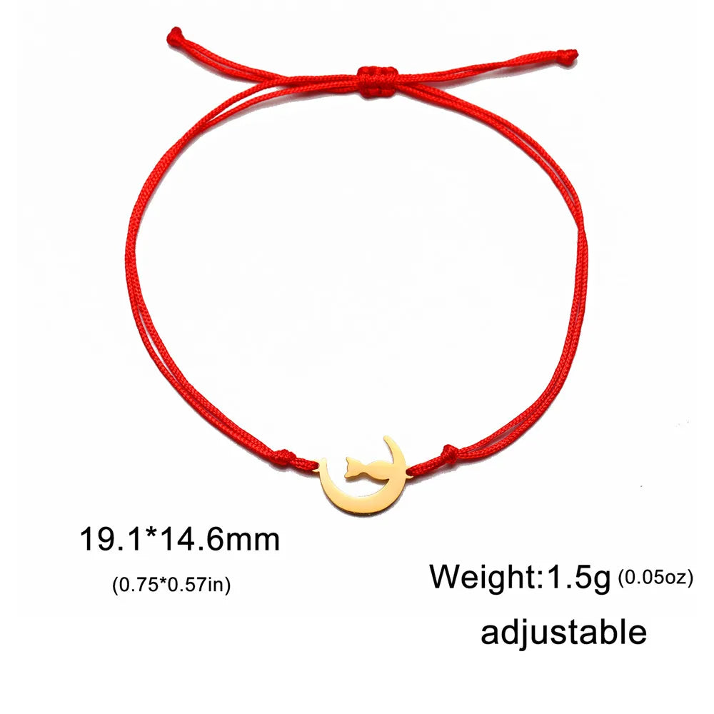 Crescent Moon Cute Cat Bracelets on Hand for Women Stainless Steel Charm Bracelets - PeticaDeals