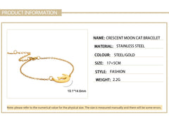 Crescent Moon Cute Cat Bracelets on Hand for Women Stainless Steel Charm Bracelets - PeticaDeals