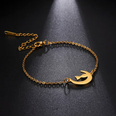 Crescent Moon Cute Cat Bracelets on Hand for Women Stainless Steel Charm Bracelets - PeticaDeals