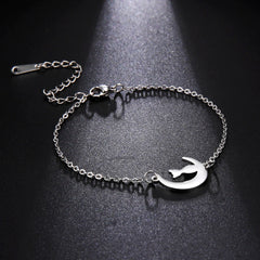 Crescent Moon Cute Cat Bracelets on Hand for Women Stainless Steel Charm Bracelets - PeticaDeals