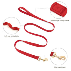 Customized Leather Dog Collar Harness Leash Set - PeticaDeals