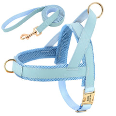 Customized Leather Dog Collar Harness Leash Set - PeticaDeals371412|49319889404180|49319889436948