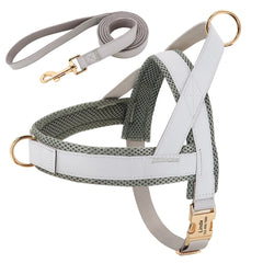 Customized Leather Dog Collar Harness Leash Set - PeticaDeals109268|49319889469716|49319889502484