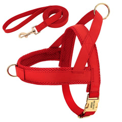 Customized Leather Dog Collar Harness Leash Set - PeticaDeals650516|49319888716052|49319888781588
