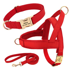 Customized Leather Dog Collar Harness Leash Set - PeticaDeals552212|49319888617748|49319888683284