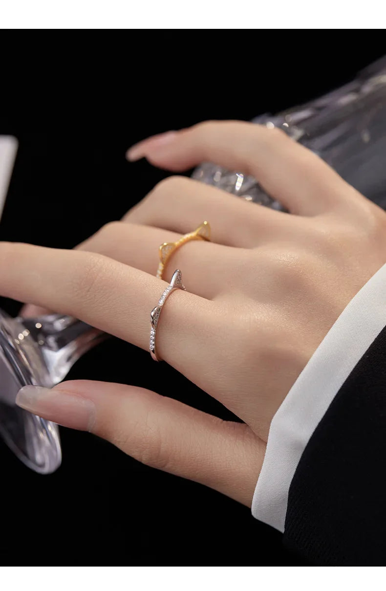 Cute Animal Fine Jewelry Sterling Silver Zircon Cat Adjustable Ring for Women - PeticaDeals