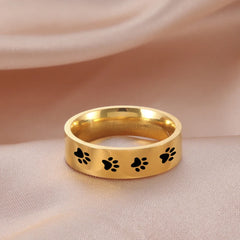 Cute Animal Paw Rings for Girl Cat Footprints Finger Ring Stainless Steel Jewelry - PeticaDeals