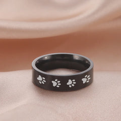 Cute Animal Paw Rings for Girl Cat Footprints Finger Ring Stainless Steel Jewelry - PeticaDeals