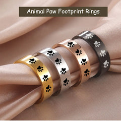 Cute Animal Paw Rings for Girl Cat Footprints Finger Ring Stainless Steel Jewelry - PeticaDeals