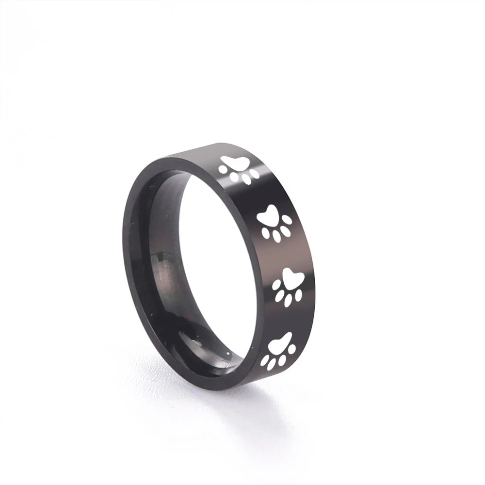 Cute Animal Paw Rings for Girl Cat Footprints Finger Ring Stainless Steel Jewelry - PeticaDeals