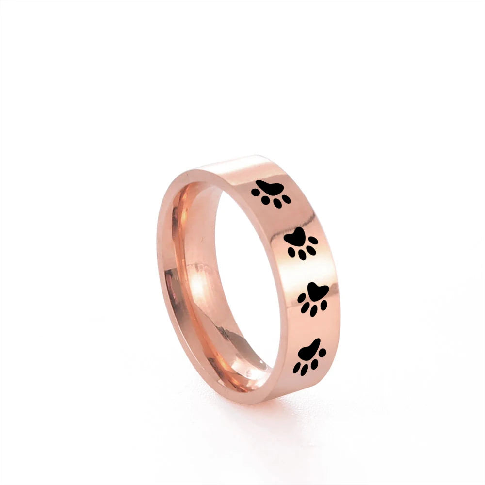 Cute Animal Paw Rings for Girl Cat Footprints Finger Ring Stainless Steel Jewelry - PeticaDeals
