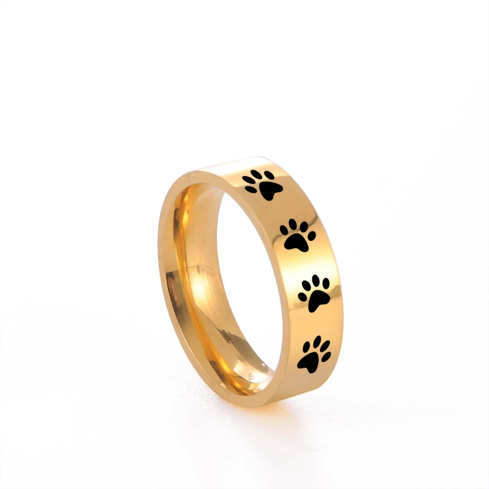 Cute Animal Paw Rings for Girl Cat Footprints Finger Ring Stainless Steel Jewelry - PeticaDeals
