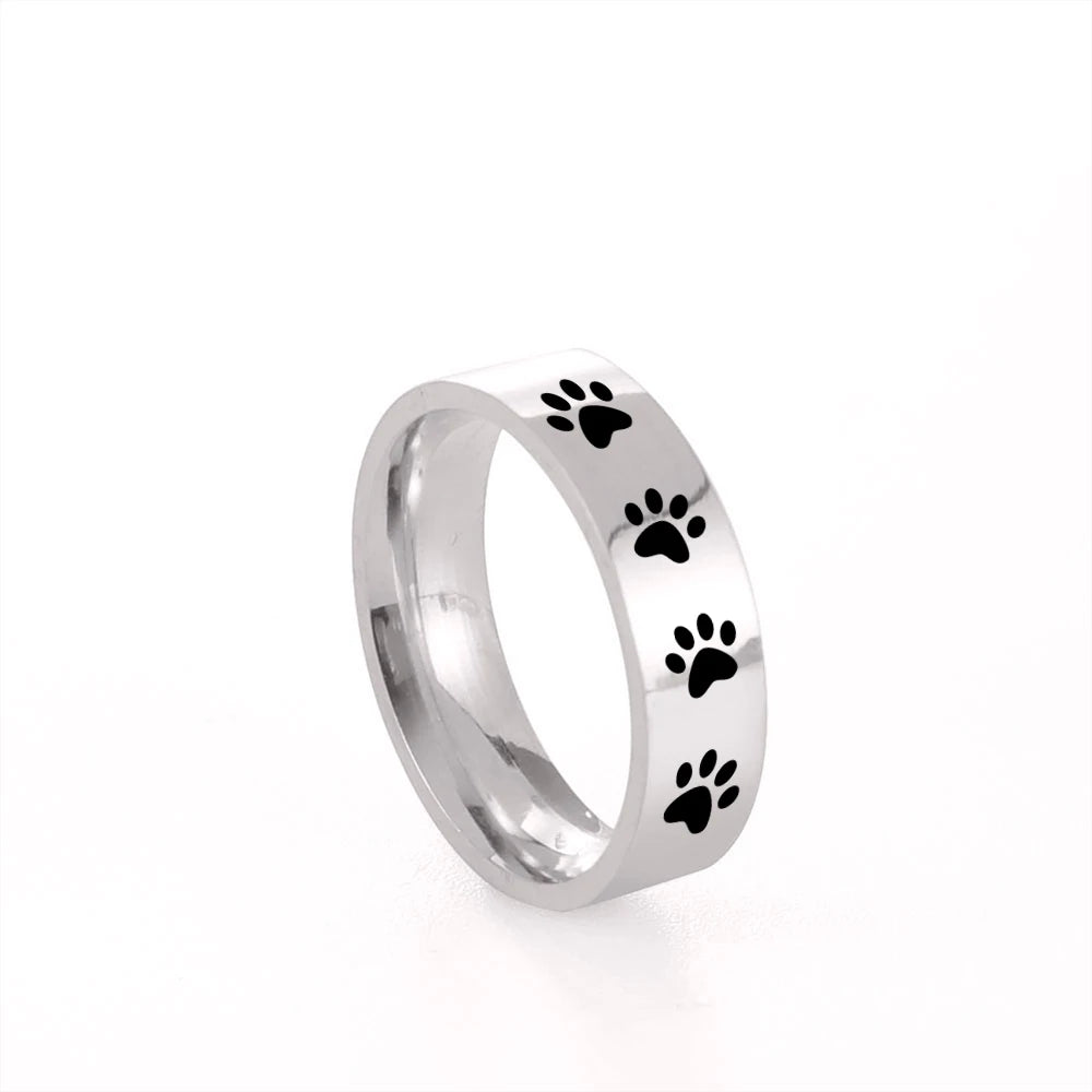 Cute Animal Paw Rings for Girl Cat Footprints Finger Ring Stainless Steel Jewelry - PeticaDeals