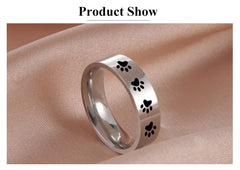 Cute Animal Paw Rings for Girl Cat Footprints Finger Ring Stainless Steel Jewelry - PeticaDeals