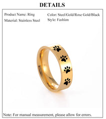 Cute Animal Paw Rings for Girl Cat Footprints Finger Ring Stainless Steel Jewelry - PeticaDeals