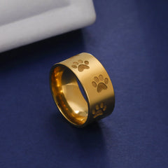 Cute Animal Paw Rings for Girl Cat Footprints Finger Ring Stainless Steel Jewelry - PeticaDeals