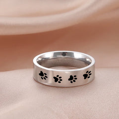 Cute Animal Paw Rings for Girl Cat Footprints Finger Ring Stainless Steel Jewelry - PeticaDeals