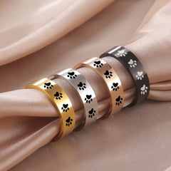 Cute Animal Paw Rings for Girl Cat Footprints Finger Ring Stainless Steel Jewelry - PeticaDeals