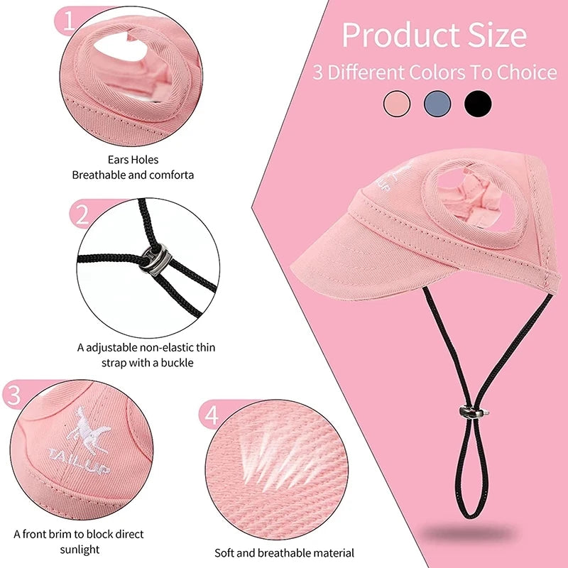 Cute Baseball Cap with Ear Holes for Large Medium Small Dogs - PeticaDeals