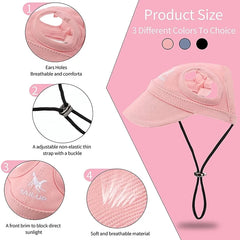 Cute Baseball Cap with Ear Holes for Large Medium Small Dogs - PeticaDeals