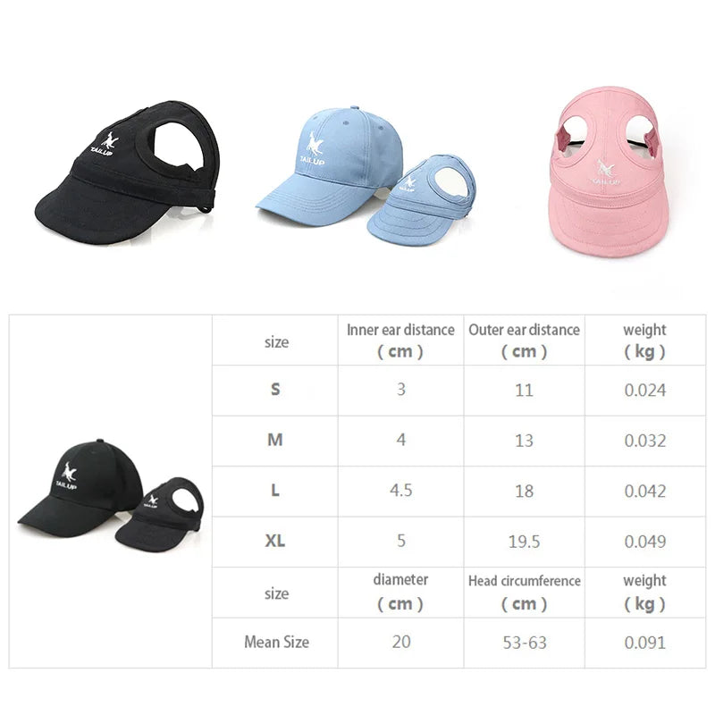 Cute Baseball Cap with Ear Holes for Large Medium Small Dogs - PeticaDeals