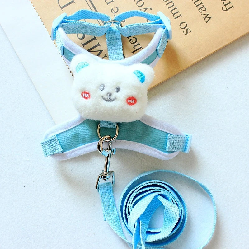 Cute Bear Dog & Cat Leash Set Nylon - PeticaDeals