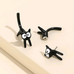 Cute Cartoon Animal Kitten Stud Earring For Women Drip Oil Black White Cat Earrings Girls - PeticaDeals