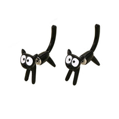 Cute Cartoon Animal Kitten Stud Earring For Women Drip Oil Black White Cat Earrings Girls - PeticaDeals