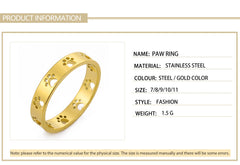 Cute Cat Dog Paw Rings for Women Stainless Steel Animal Pet Footprint Ring Jewelry - PeticaDeals