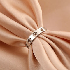 Cute Cat Dog Paw Rings for Women Stainless Steel Animal Pet Footprint Ring Jewelry - PeticaDeals