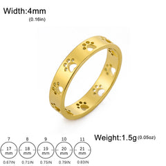 Cute Cat Dog Paw Rings for Women Stainless Steel Animal Pet Footprint Ring Jewelry - PeticaDeals