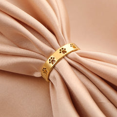 Cute Cat Dog Paw Rings for Women Stainless Steel Animal Pet Footprint Ring Jewelry - PeticaDeals