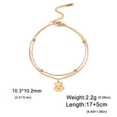 Cute Cat Kitten Head Bracelet for Women Stainless Steel Animal Double Chain Bracelet on Hand Jewelry - PeticaDeals