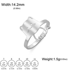 Cute Cat Kitten Ring for Girls Stainless Steel Finger Rings Fashion Animal Jewelry - PeticaDeals