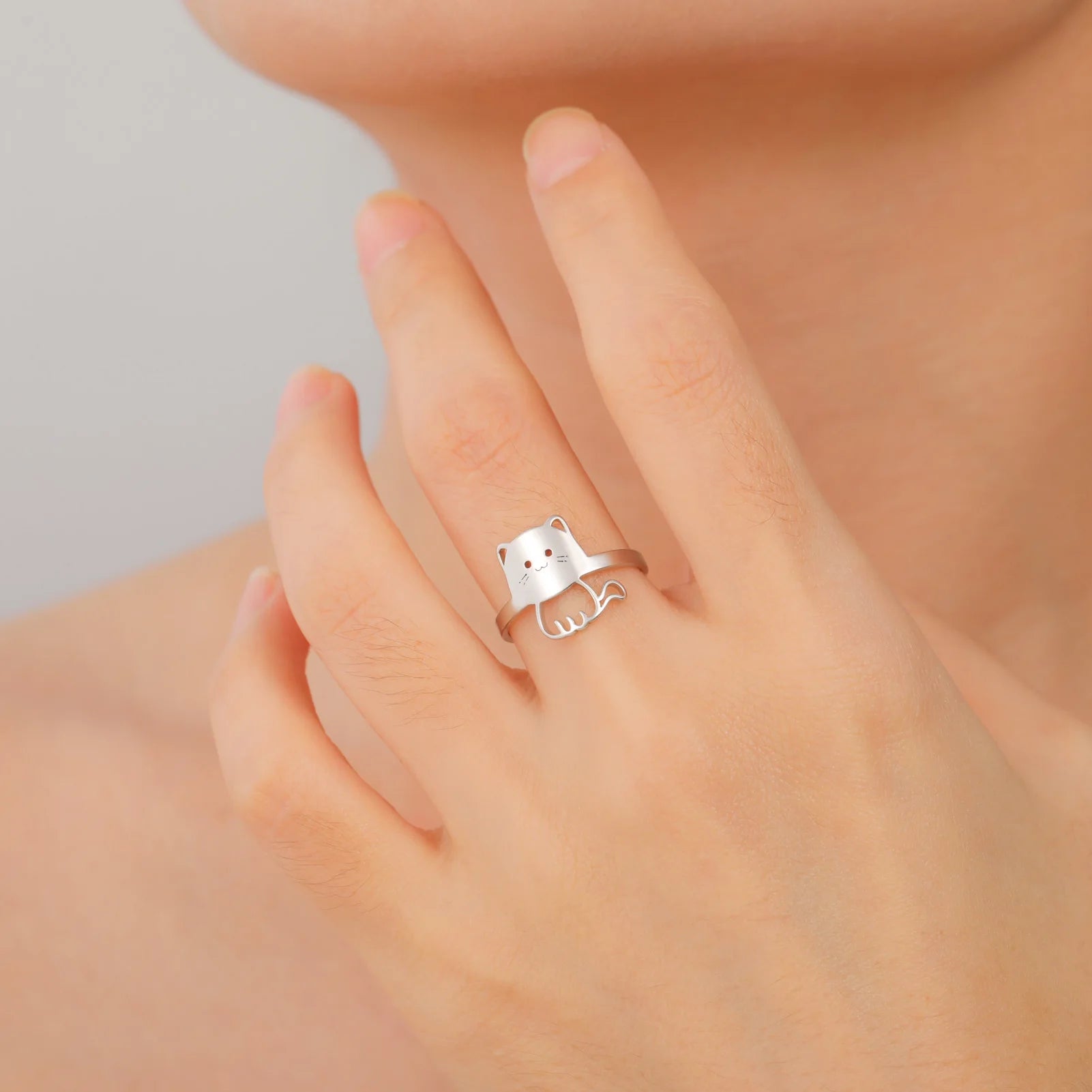 Cute Cat Kitten Ring for Girls Stainless Steel Finger Rings Fashion Animal Jewelry - PeticaDeals