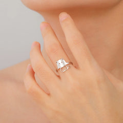 Cute Cat Kitten Ring for Girls Stainless Steel Finger Rings Fashion Animal Jewelry - PeticaDeals