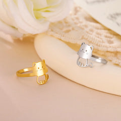 Cute Cat Kitten Ring for Girls Stainless Steel Finger Rings Fashion Animal Jewelry - PeticaDeals