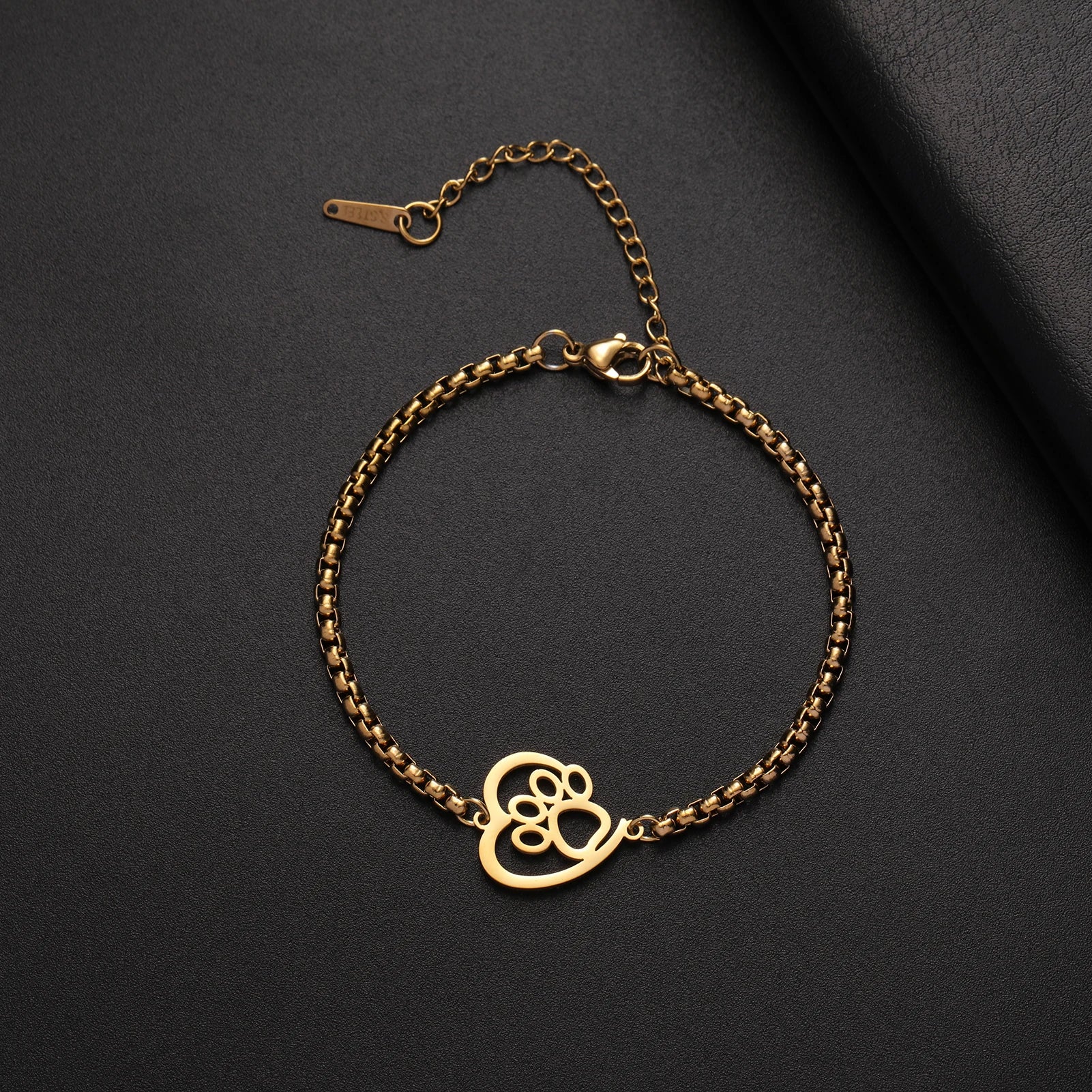 Cute Cat Paw Heart Charm Bracelet for Women & Men of Stainless Steel - PeticaDeals