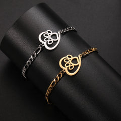 Cute Cat Paw Heart Charm Bracelet for Women & Men of Stainless Steel - PeticaDeals