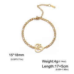 Cute Cat Paw Heart Charm Bracelet for Women & Men of Stainless Steel - PeticaDeals
