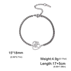 Cute Cat Paw Heart Charm Bracelet for Women & Men of Stainless Steel - PeticaDeals