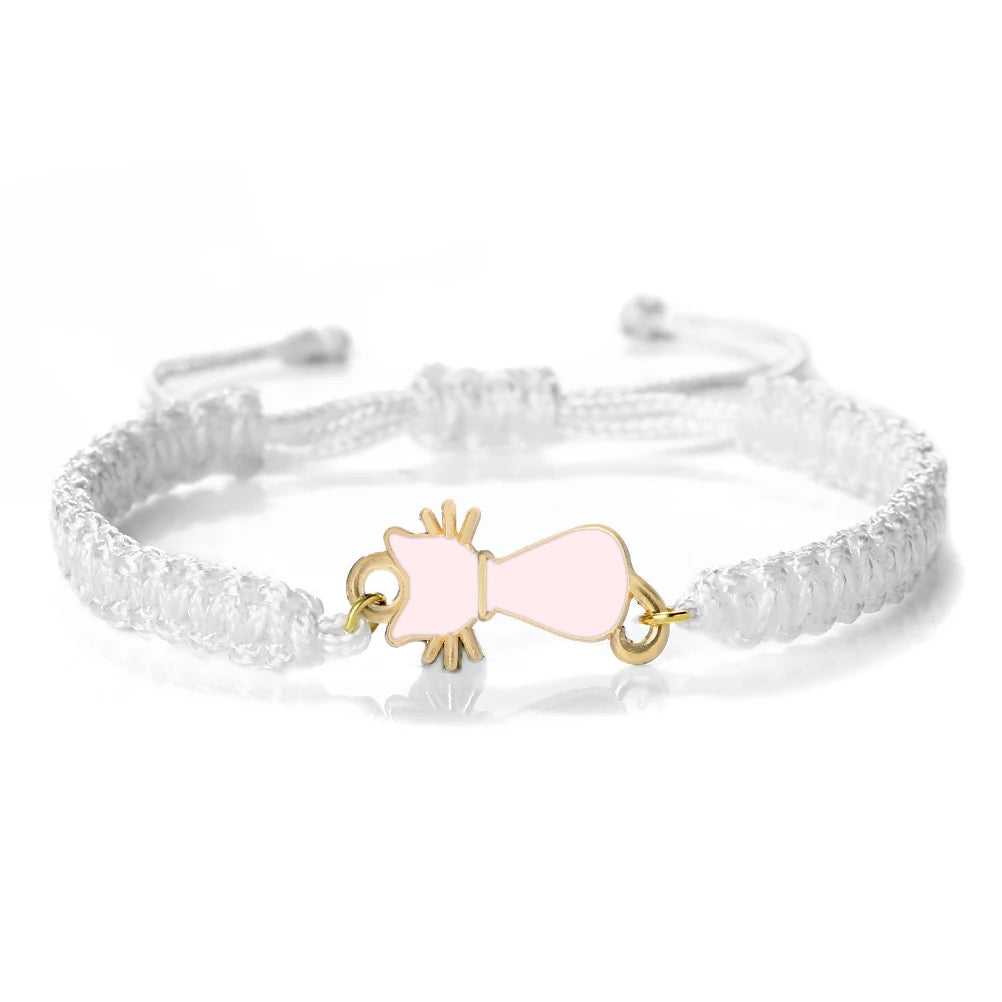 Cute Cat Pendant Braided Bracelet Colorful String Couple Bangles Chain Handmade Yoga Healing Jewelry - PeticaDeals