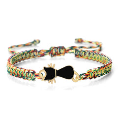 Cute Cat Pendant Braided Bracelet Colorful String Couple Bangles Chain Handmade Yoga Healing Jewelry - PeticaDeals