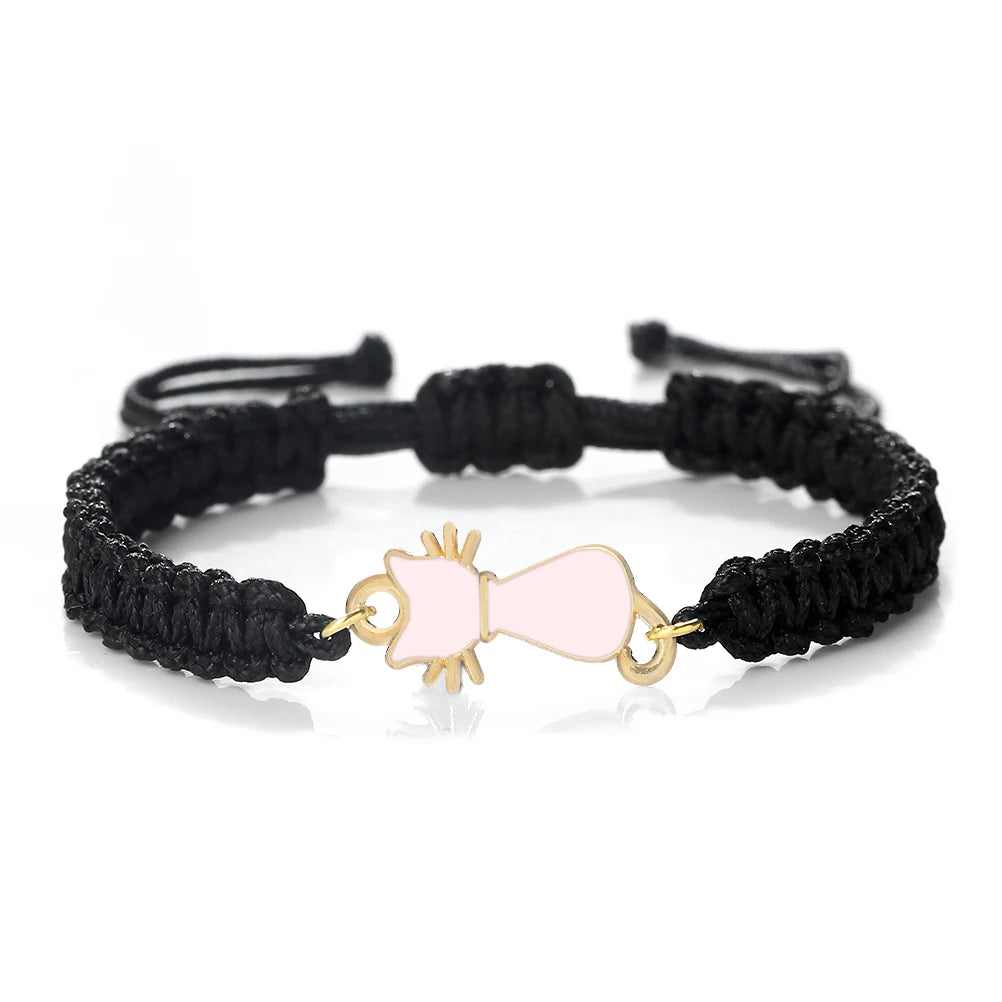 Cute Cat Pendant Braided Bracelet Colorful String Couple Bangles Chain Handmade Yoga Healing Jewelry - PeticaDeals