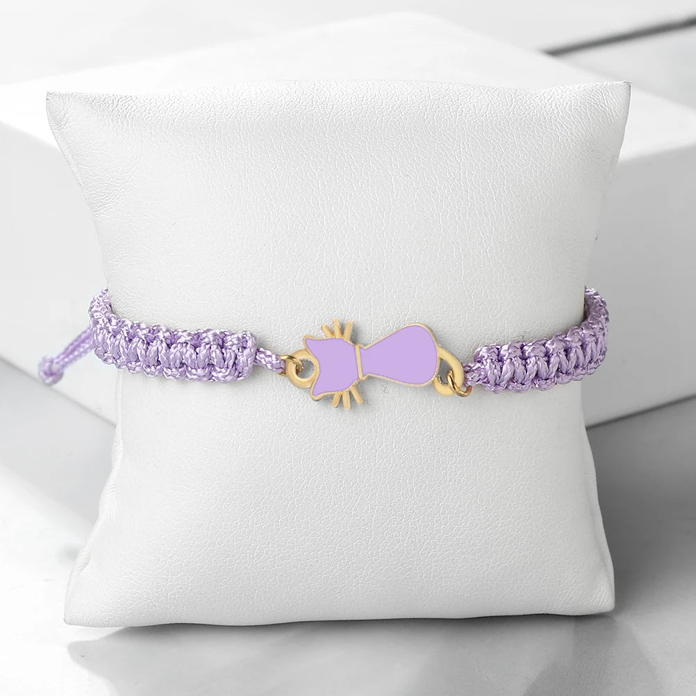 Cute Cat Pendant Braided Bracelet Colorful String Couple Bangles Chain Handmade Yoga Healing Jewelry - PeticaDeals